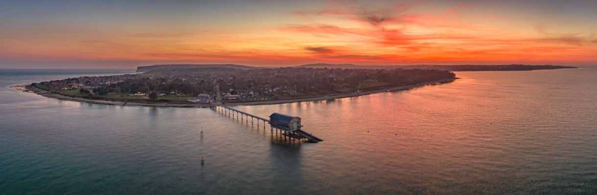 Aerial view of Bembridge at sunset